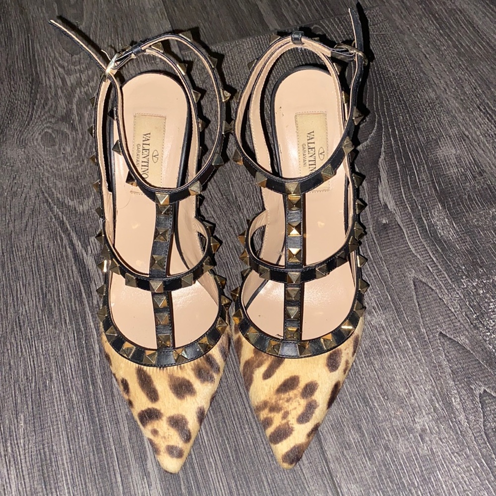 Valentino Rockstud Leopard Pumps